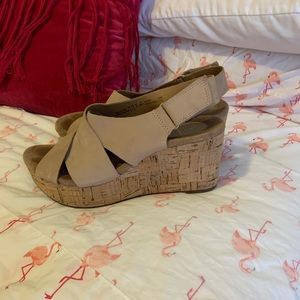 Tan Clark wedges size 7.5